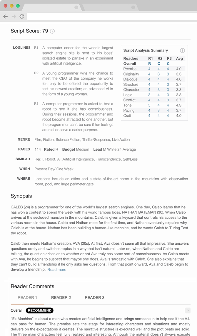 Script Analysis example